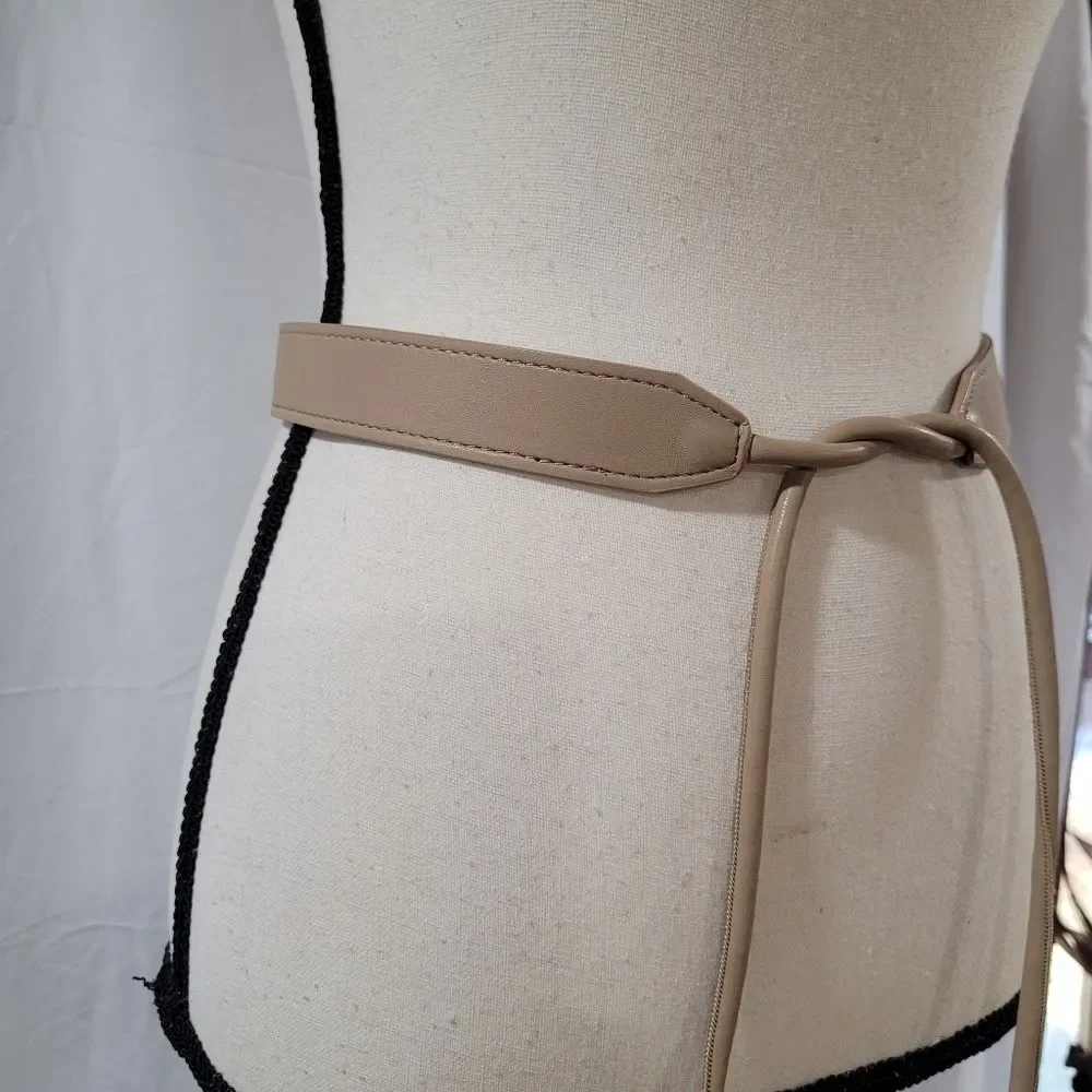Fadivo Women’s OS Tan Tie Wrap Belt 64” NWT Pleather Vegan Leather